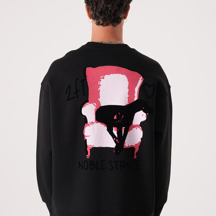 Noble Stance Oversized Sweatshirt: Artistic Heart & Dog Graphic