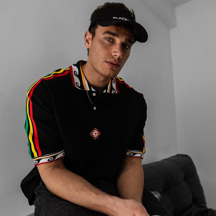 Ethnic Trim Oversized Polo T-Shirt – White Unisex Streetwear