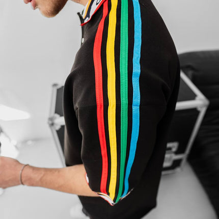 Ethnic Trim Oversized Polo T-Shirt – White Unisex Streetwear