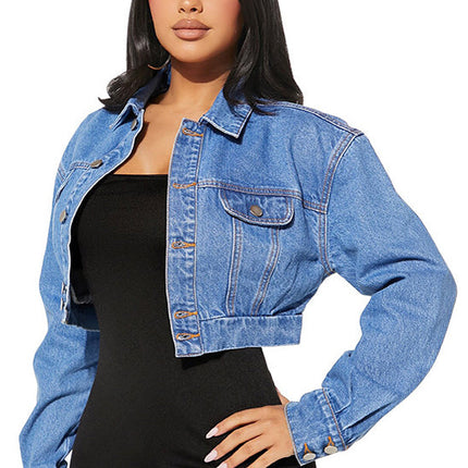 WOMEN FASHION DENIM CROP JACKET