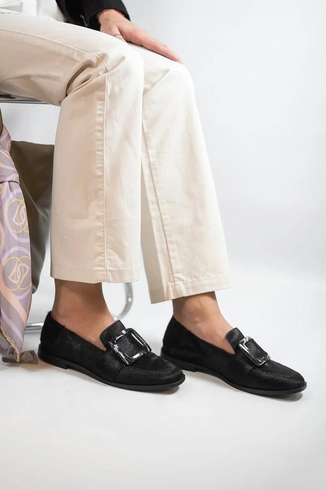 Vintage Square-Button Low-Cut Loafers — Women’s Elegant Slip-On Shoes