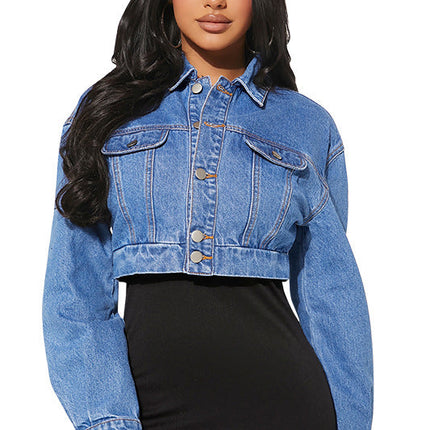 WOMEN FASHION DENIM CROP JACKET