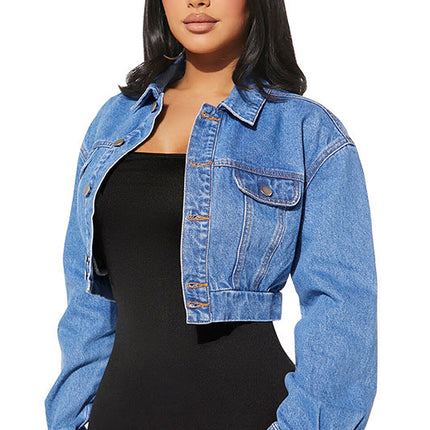 WOMEN FASHION DENIM CROP JACKET