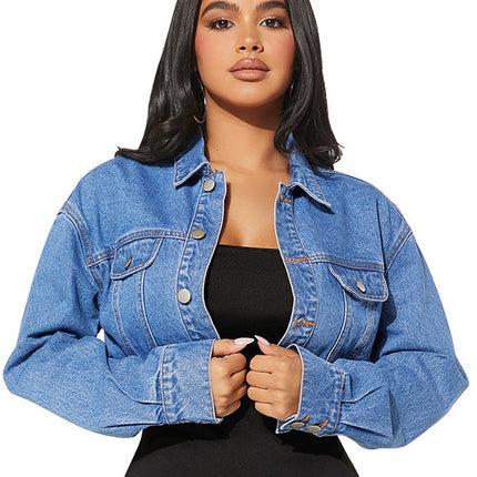 WOMEN FASHION DENIM CROP JACKET