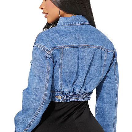 WOMEN FASHION DENIM CROP JACKET