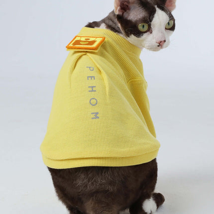 Embroidery Waffle T-Shirt - Yellow
