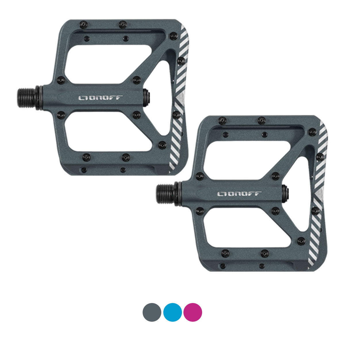 ONOFF - SHIELD V2 MTB PEDALS (Anthracite / Fuchsia / Blue)