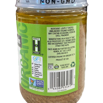 Almond Butter, Creamy, Organic, Lightly Toasted