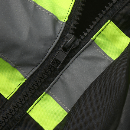 Kiwi High Visibility 3-in-1 Hooded & Fleece Lined ANSI/ISEA 107-2020 Reflector Contrast Trimmed Water Resistant Black Safety Jacket [71600]