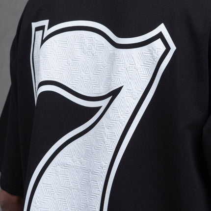 Oversize Cotton Tee - "777" Graphic Print Shirt
