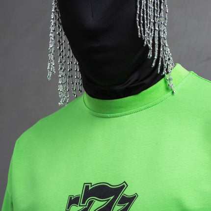 Oversize Cotton Tee - "777" Graphic Print Shirt