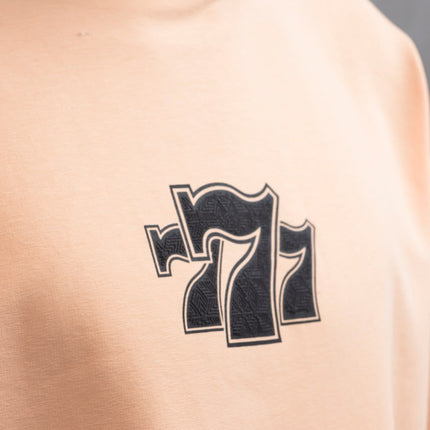 Oversize Cotton Tee - "777" Graphic Print Shirt