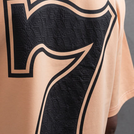 Oversize Cotton Tee - "777" Graphic Print Shirt