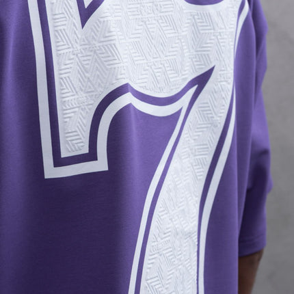 Oversize Cotton Tee - "777" Graphic Print Shirt