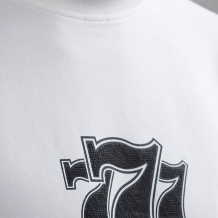 Oversize Cotton Tee - "777" Graphic Print Shirt