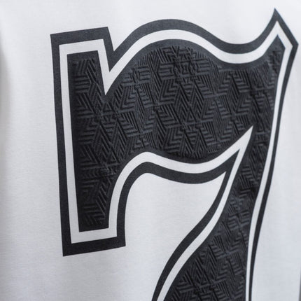 Oversize Cotton Tee - "777" Graphic Print Shirt