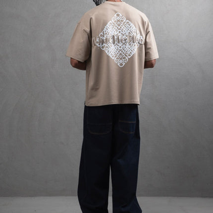 Oversize Cotton Tee - Abstract Diamond Graphic Print