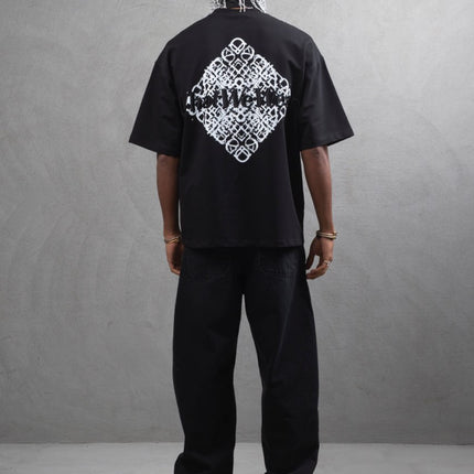 Oversize Cotton Tee - Abstract Diamond Graphic Print