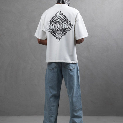 Oversize Cotton Tee - Abstract Diamond Graphic Print