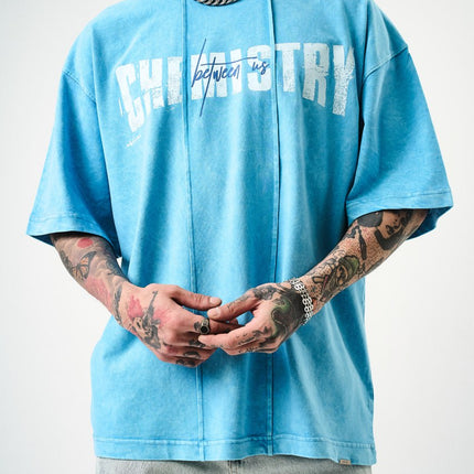 Oversize Cotton Tee - "Chemistry" Distressed Graphic Print