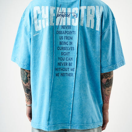 Oversize Cotton Tee - "Chemistry" Distressed Graphic Print