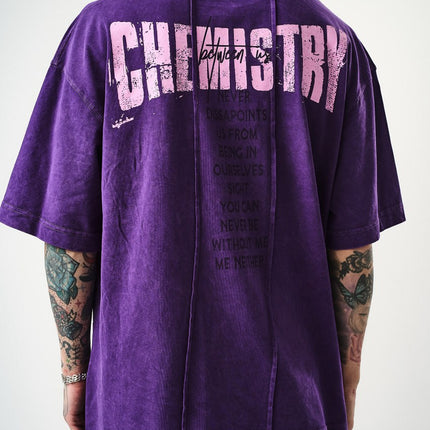 Oversize Cotton Tee - "Chemistry" Distressed Graphic Print