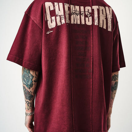 Oversize Cotton Tee - "Chemistry" Distressed Graphic Print