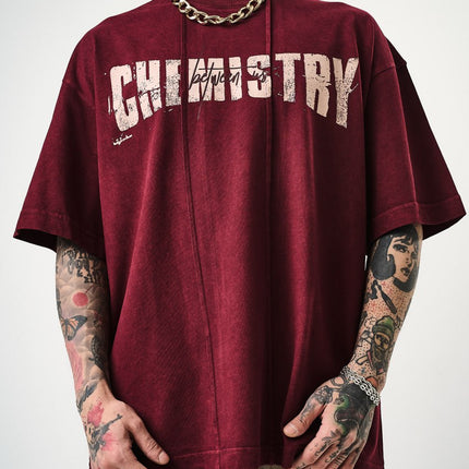 Oversize Cotton Tee - "Chemistry" Distressed Graphic Print