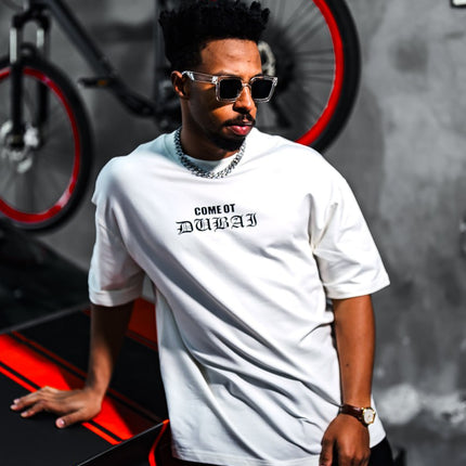 Oversize Cotton Tee – Come Ot Dubai Embroidered Shirt