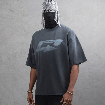 Oversize Cotton Tee – Creating New Roots Futuristic Print