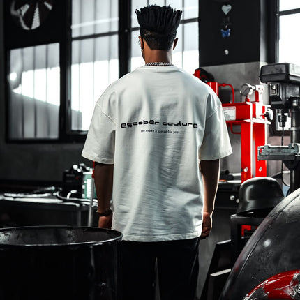 Couture Oversize Cotton T-Shirt – Back Embroidered Streetwear Tee