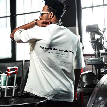 Couture Oversize Cotton T-Shirt – Back Embroidered Streetwear Tee
