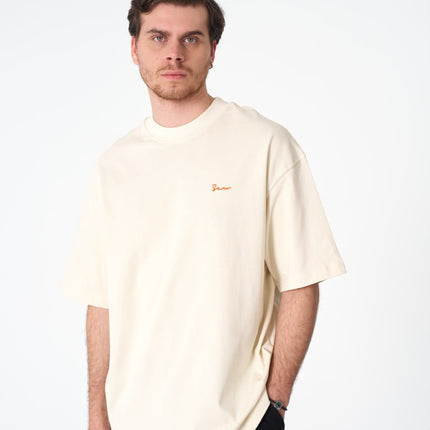 Oversize Cotton Tee / Hexagon Mosaic Graphic Print "OUR ART ERA SAW"