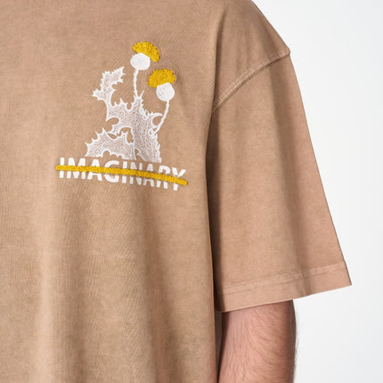 Oversize Cotton Tee - "IMAGINARY" Plant Graphic Print with Embroidery
