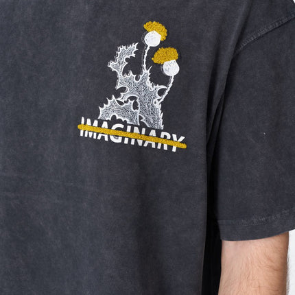 Oversize Cotton Tee - "IMAGINARY" Plant Graphic Print with Embroidery
