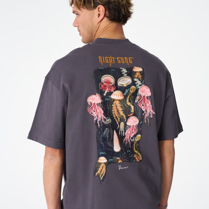 Night Song Jellyfish Graphic Oversize Cotton Tee