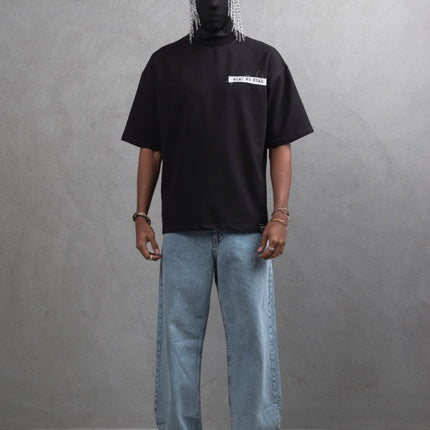 Oversize Cotton Tee - Layered Patch "What We Wear" Shirt