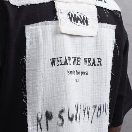 Oversize Cotton Tee - Layered Patch "What We Wear" Shirt