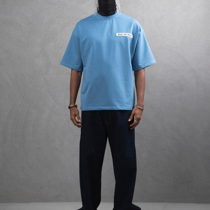 Oversize Cotton Tee - Layered Patch "What We Wear" Shirt