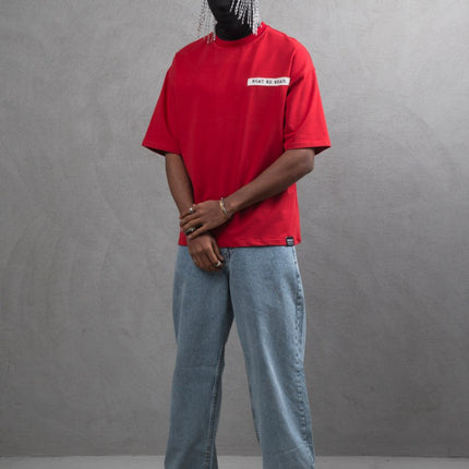 Oversize Cotton Tee - Layered Patch "What We Wear" Shirt