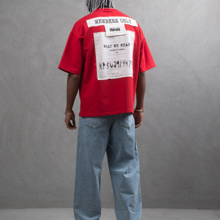 Oversize Cotton Tee - Layered Patch "What We Wear" Shirt