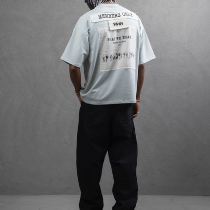 Oversize Cotton Tee - Layered Patch "What We Wear" Shirt