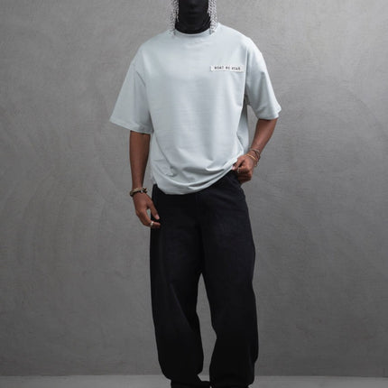 Oversize Cotton Tee - Layered Patch "What We Wear" Shirt