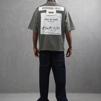 Oversize Cotton Tee - Layered Patch "What We Wear" Shirt
