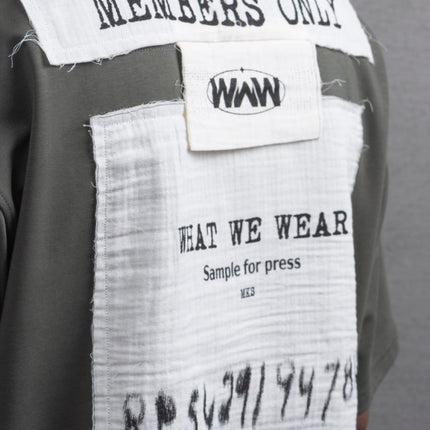 Oversize Cotton Tee - Layered Patch "What We Wear" Shirt