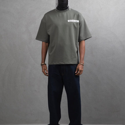 Oversize Cotton Tee - Layered Patch "What We Wear" Shirt