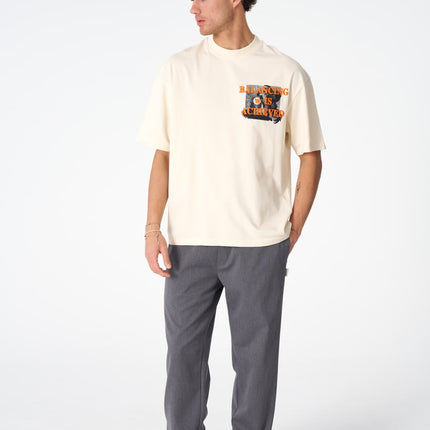 Oversize Cotton Tee / Mythical Bird & Waves Graphic Print "Balancing Is A Chaotic"