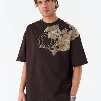 Oversize Cotton Tee / Ornate Animal Graphic Print "Fear Of Being Average"