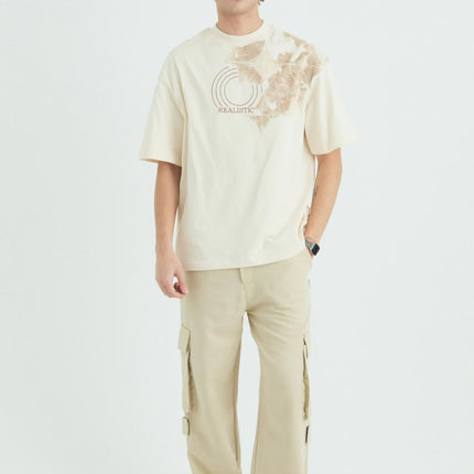 Oversize Cotton Tee / Ornate Animal Graphic Print "Fear Of Being Average"