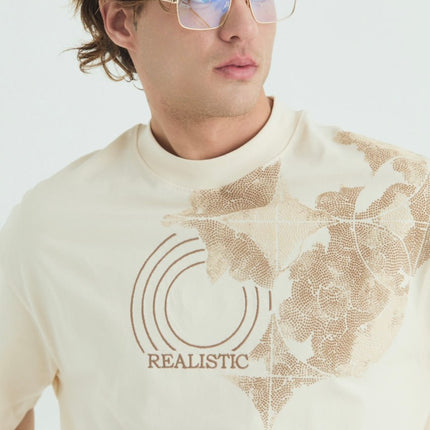 Oversize Cotton Tee / Ornate Animal Graphic Print "Fear Of Being Average"
